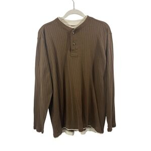Junction West men Large Brown Shirt Long Sleeves 100% Cotton